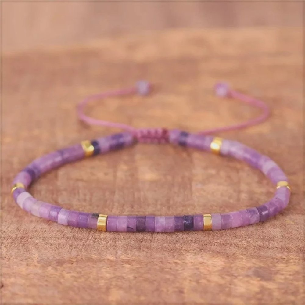Purple Mica Tibetan Beads Healing Meditation Minimalist Handmade Bracelet Gift